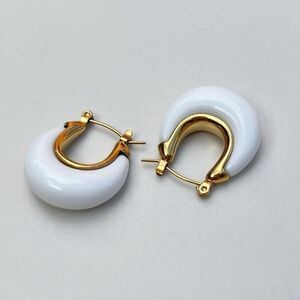 New! “Stila” White Resin Hoop Earrings